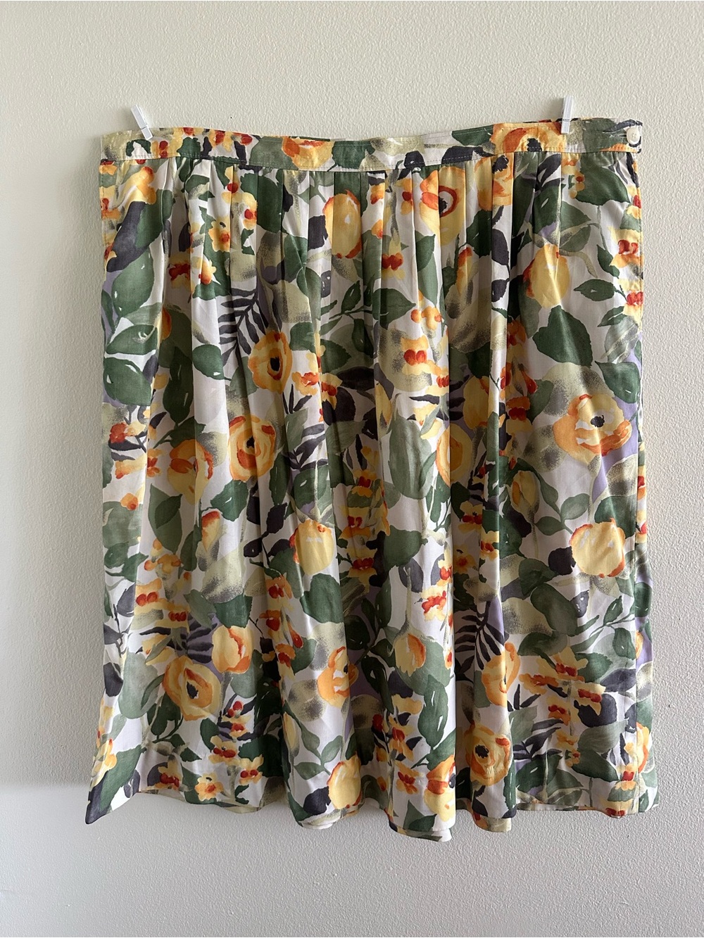 Pendleton Yellow Floral Skirt with Green Leaves